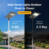LED Solar Street Lights 80W 18,000LM with Motion Activated Sensor, Military LifePO4 Battery