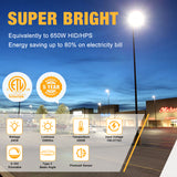 YXL LIGHTING Parking Lot Light - Plus Series, Arm Mount, AC 100-277V, 5000K, Dusk to Dawn