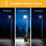 LED Solar Street Lights 80W 18,000LM with Motion Activated Sensor, Military LifePO4 Battery