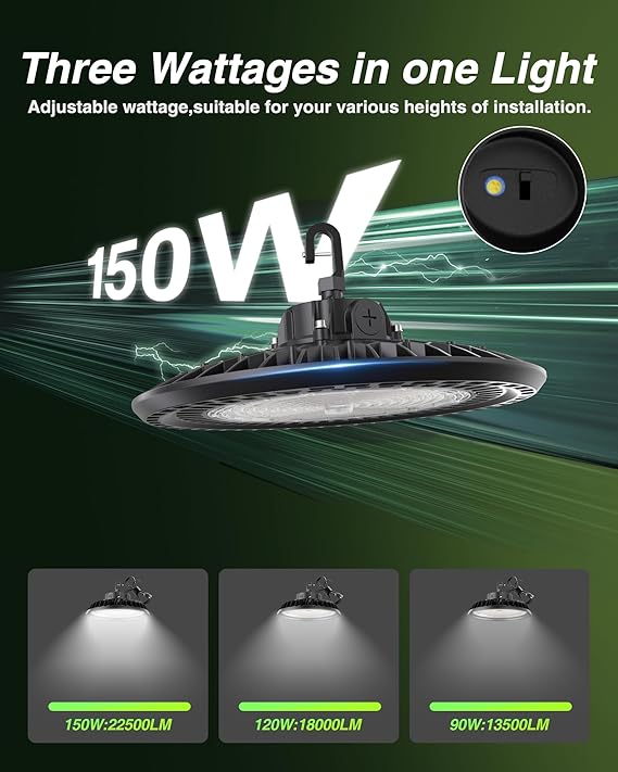YXL Electronic 200W UFO LED High Bay Lights, 30000LM, 5000K, For Commercial Industrial Workshop Stadium Shop Factory Barn Garage Area Lighting Fixture.
