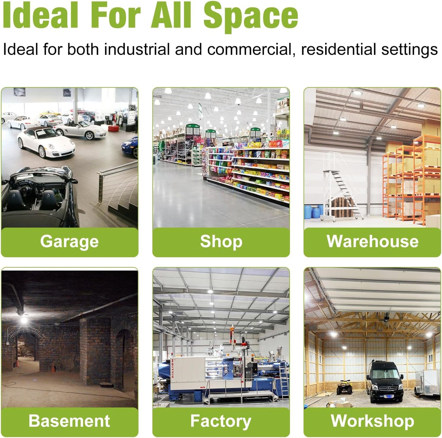 YXL Electronic 200W UFO LED High Bay Lights, 30000LM, 5000K, For Commercial Industrial Workshop Stadium Shop Factory Barn Garage Area Lighting Fixture.