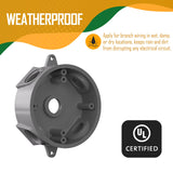 5 Hole 1/2-Inch or 3/4-Inch Weatherproof Round Electrical Outlet Box, Include 5-1/2 in. Reducer Bushings & 4-3/4 in. Closure Plugs, UL Listed, Gray (1 Pack)