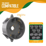 5 Hole 1/2-Inch or 3/4-Inch Weatherproof Round Electrical Outlet Box, Include 5-1/2 in. Reducer Bushings & 4-3/4 in. Closure Plugs, UL Listed, Gray (1 Pack)