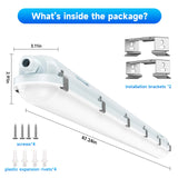 4FT LED Vapor Tight Light Fixture, 10-in-1 Adjustable (4 Power/5CCT)