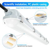 4FT LED Vapor Tight Light Fixture, 10-in-1 Adjustable (4 Power/5CCT)