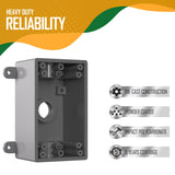 1 Gang 3-1/2 in. or 3/4 in. Electrical Outlet Box, Include 3-1/2 in. Reducer Bushings & 3-3/4 in. Closure Plugs, Weatherproof Outlet Box Gray, UL Listed (1 Pack)