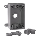1 Gang 3-1/2 in. or 3/4 in. Electrical Outlet Box, Include 3-1/2 in. Reducer Bushings & 3-3/4 in. Closure Plugs, Weatherproof Outlet Box Gray, UL Listed (1 Pack)