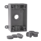 1 Gang 3-1/2 in. or 3/4 in. Electrical Outlet Box, Include 3-1/2 in. Reducer Bushings & 3-3/4 in. Closure Plugs, Weatherproof Outlet Box Gray, UL Listed (1 Pack)