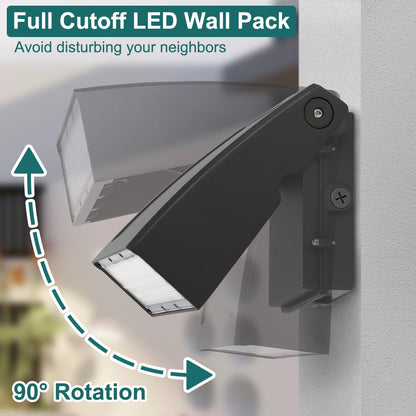 30W/60W/100W LED Wall Pack Light with Dusk-to-Dawn Photocell, 0-90° Adjustable Full Cutoff Outdoor Wall Light for House Yard Garage,