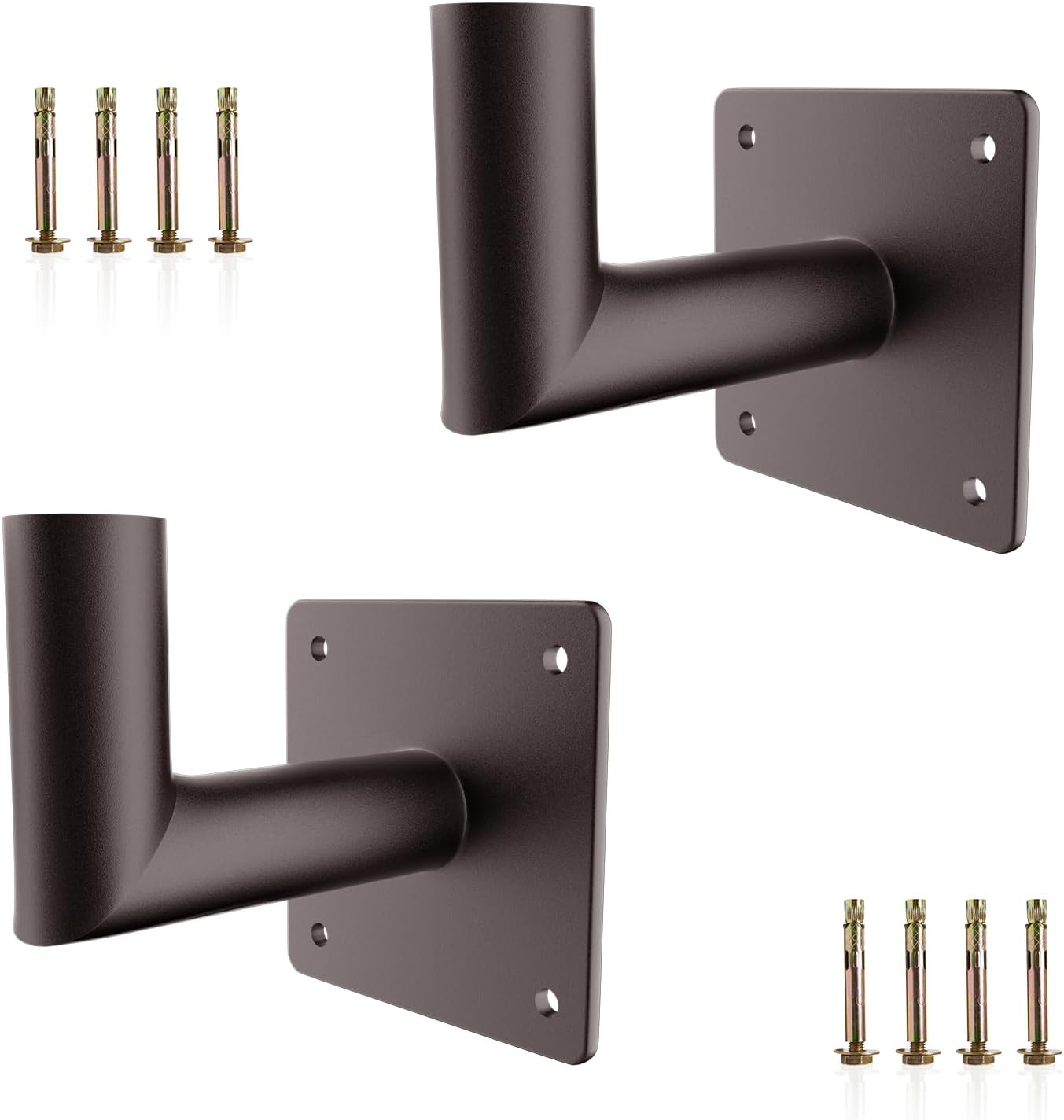 90 Degree Wall Mount Bracket with 2-3/8in OD Tenon, Wall Mount L Shape Bracket for LED Street Lights Parking Lot Lights Street Lights Shoebox Area Lights, Heavy Duty Steel, Dark Bronze