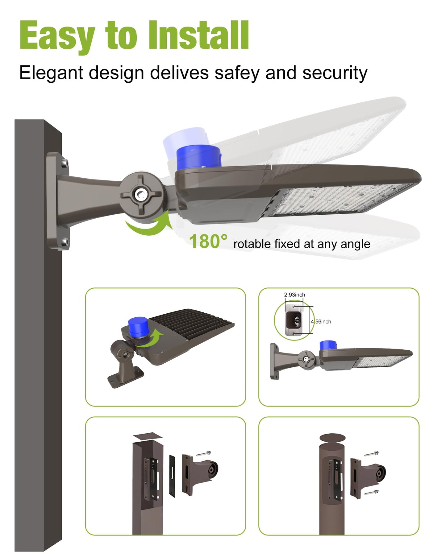 LED Parking Lot Light, LED Shoebox Light with Dusk to Dawn Photocell for Parking Lot Street Roadway