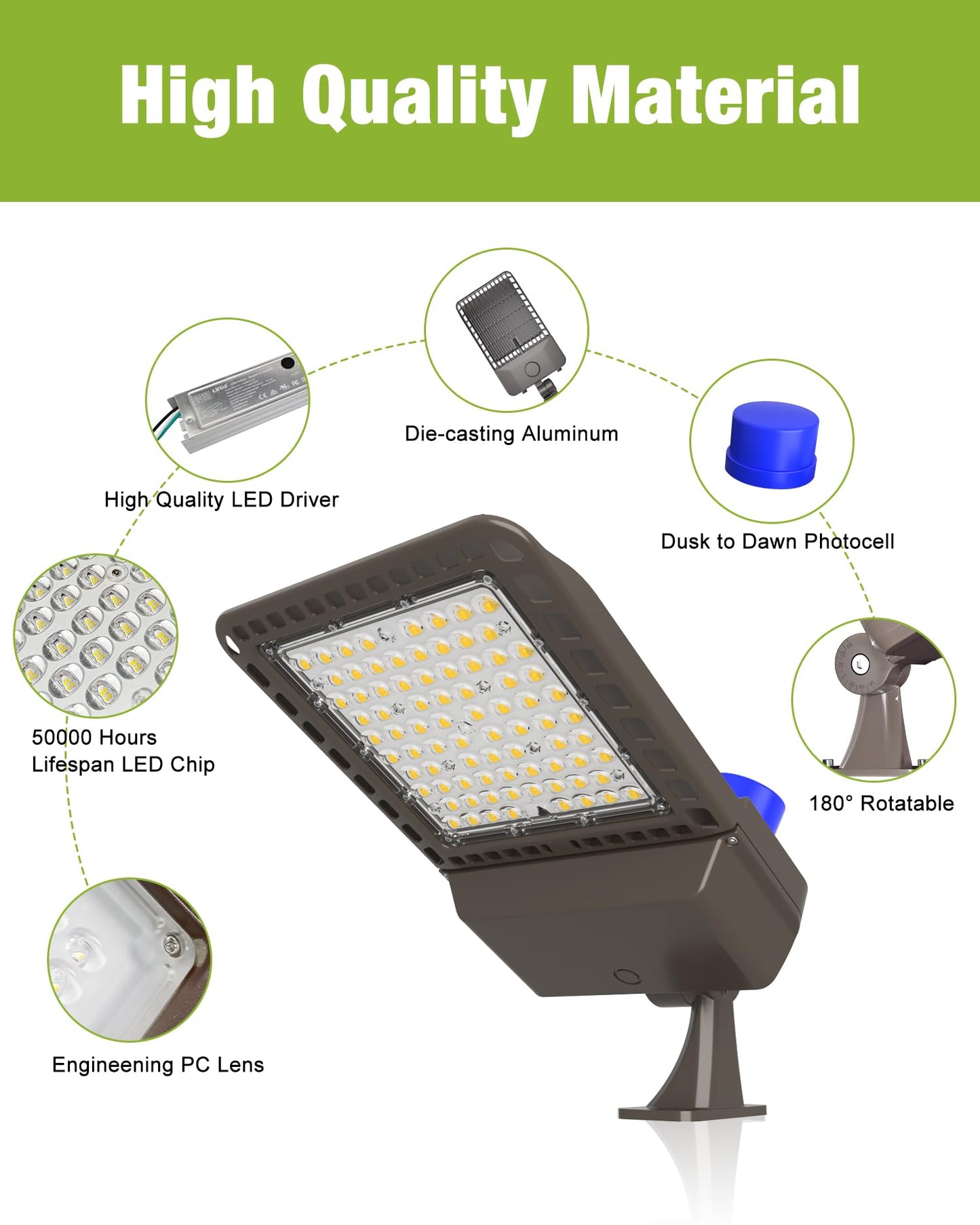 LED Parking Lot Light, LED Shoebox Light with Dusk to Dawn Photocell for Parking Lot Street Roadway