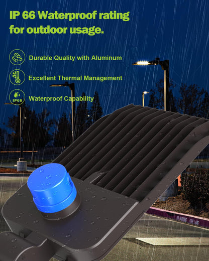 LED Parking Lot Light, LED Shoebox Light with Dusk to Dawn Photocell for Parking Lot Street Roadway