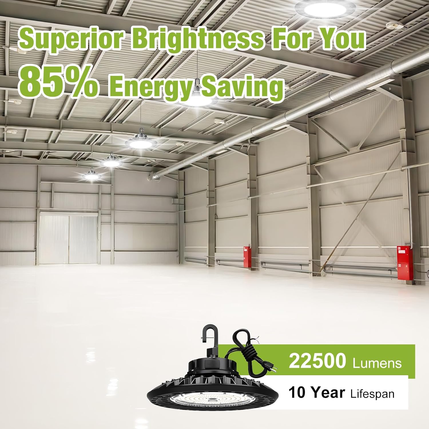 thumbnail image 2 of 300W UFO LED High Bay Light – 6000K Cool White – IP65 Waterproof – For Warehouse/Factory 2 of 2