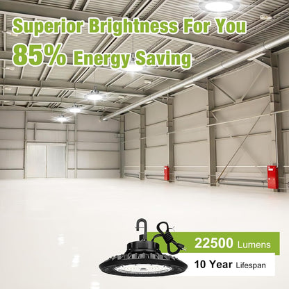 YXL Electronic 200W UFO LED High Bay Lights, 30000LM, 5000K, For Commercial Industrial Workshop Stadium Shop Factory Barn Garage Area Lighting Fixture.