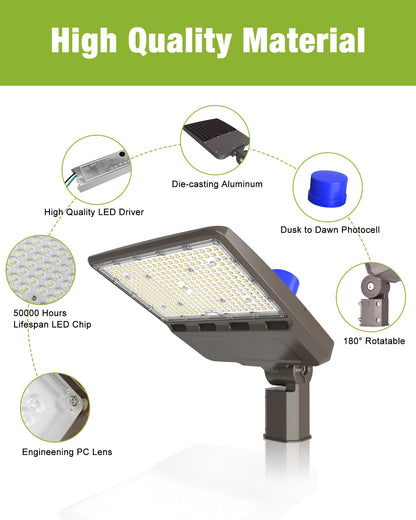 LED Parking Lot Light, LED Shoebox Light with Dusk to Dawn Photocell for Parking Lot Street Roadway