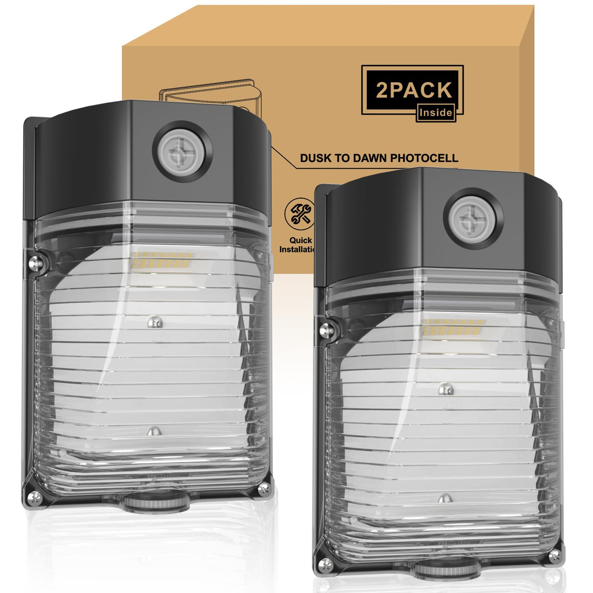 YXL-LIGHTING LED Wall Pack Lights With Dusk To Dawn Photocell, AC100-277V, Wall Pack Lights Outdoor Led For Porch Garden Garage Warehouse Security Lighting