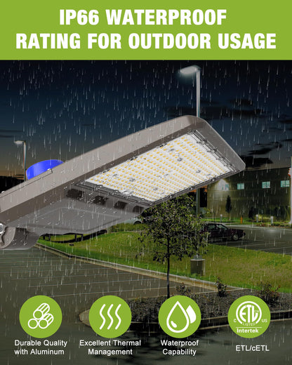 LED Parking Lot Light, LED Shoebox Light with Dusk to Dawn Photocell for Parking Lot Street Roadway