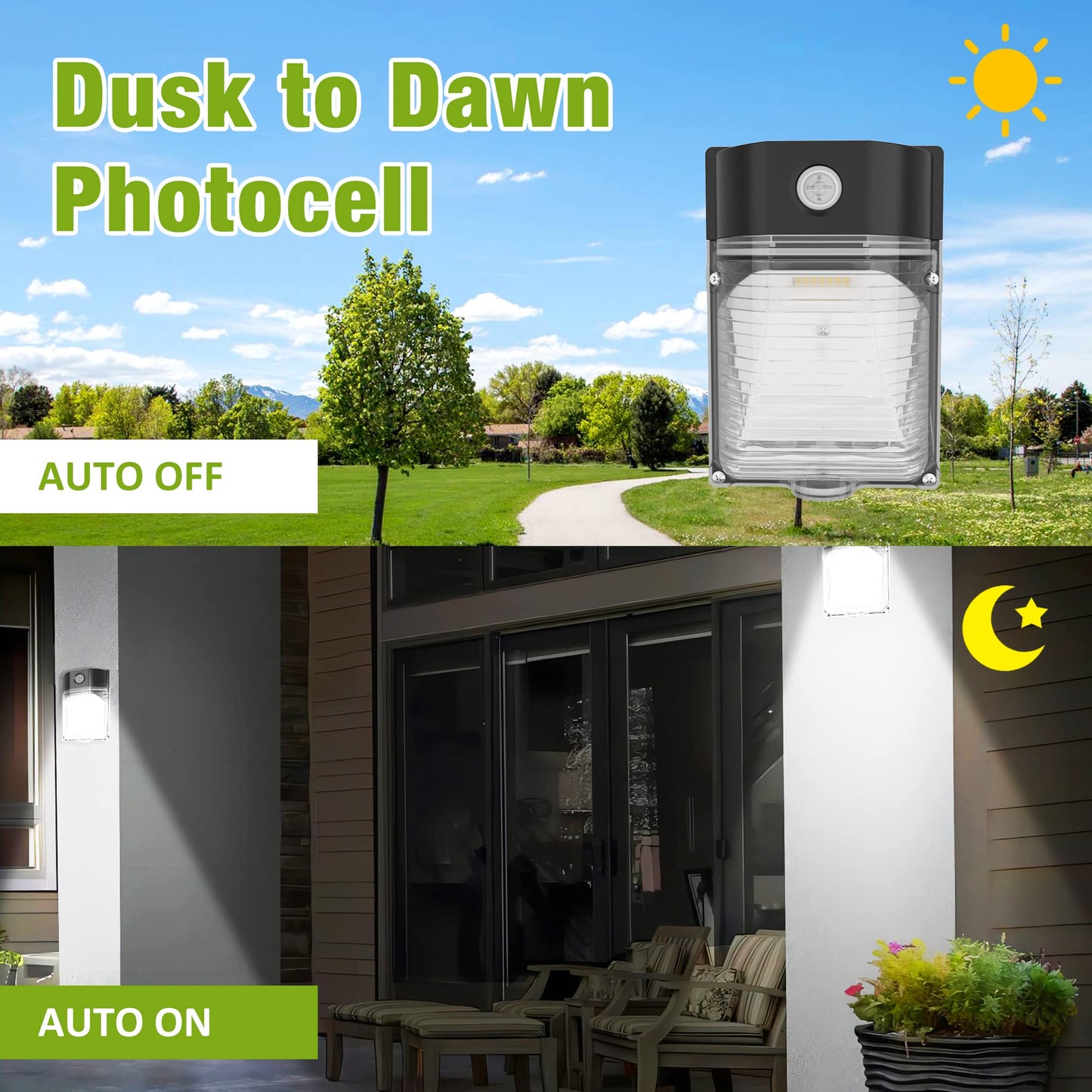 LED Wall Pack Lights With Dusk To Dawn Photocell, Wall Pack Lights Outdoor Led For Porch Garden Garage Warehouse Security Lighting