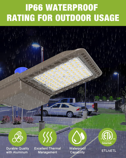 LED Parking Lot Light, LED Shoebox Light with Dusk to Dawn Photocell for Parking Lot Street Roadway