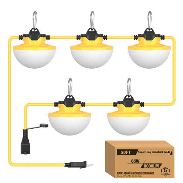 YXL-LIGHTING LED Construction String Lights 65W/130W, Round Series