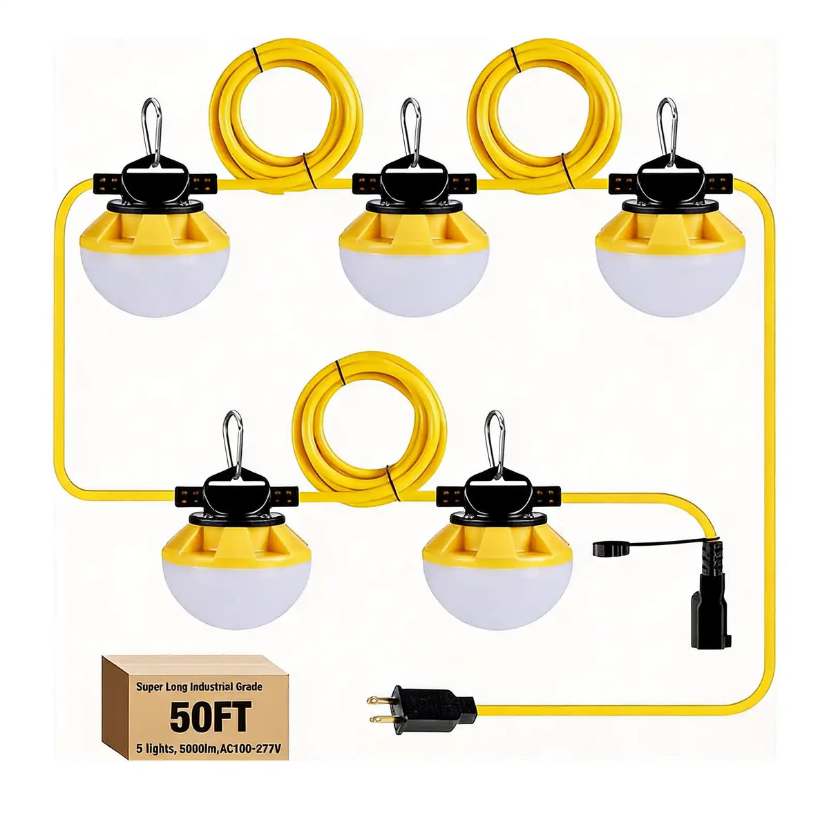 YXL-LIGHTING LED Construction String Lights 50FT/100FT, 50W/100W Round Series