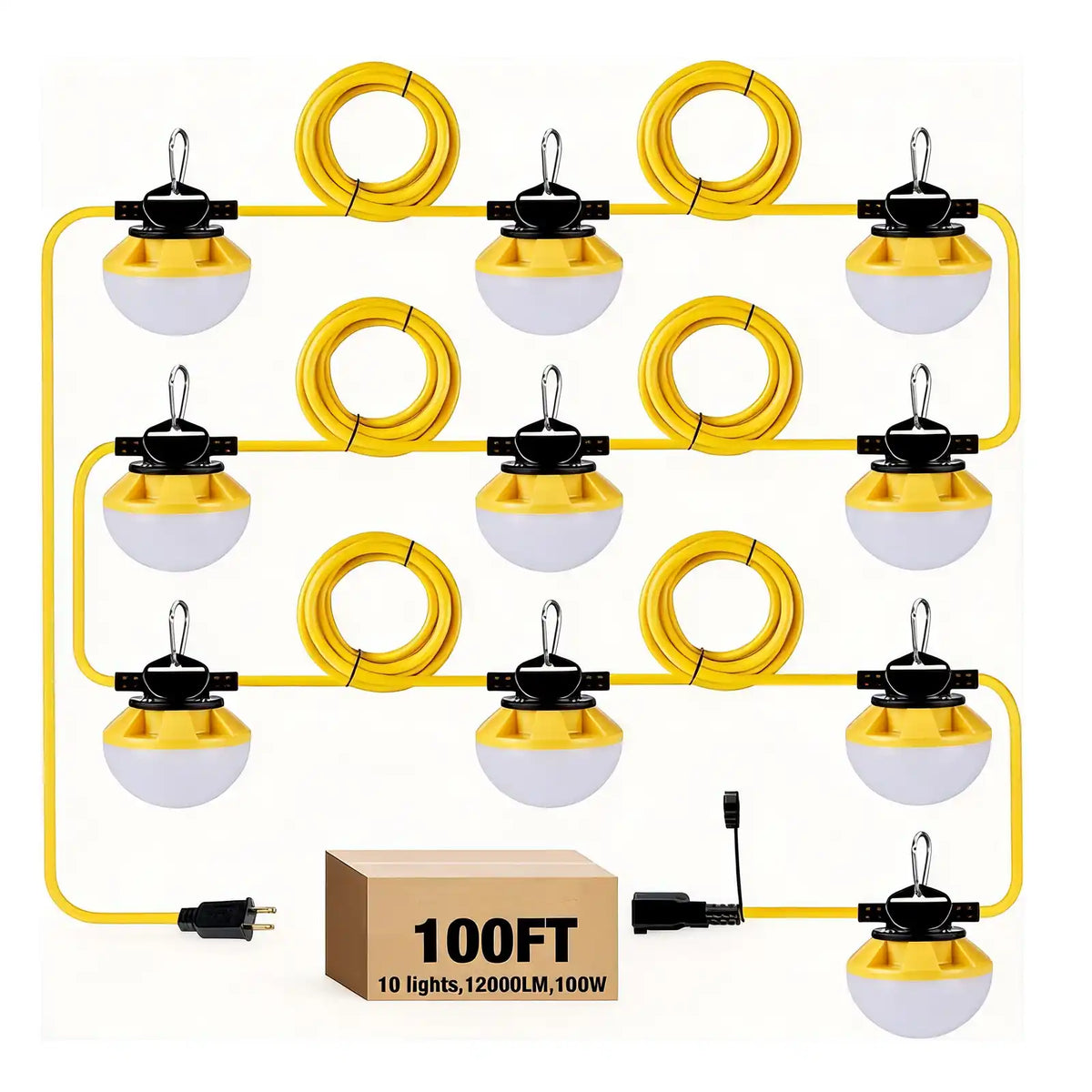 YXL-LIGHTING LED Construction String Lights 50FT/100FT, 50W/100W Round Series