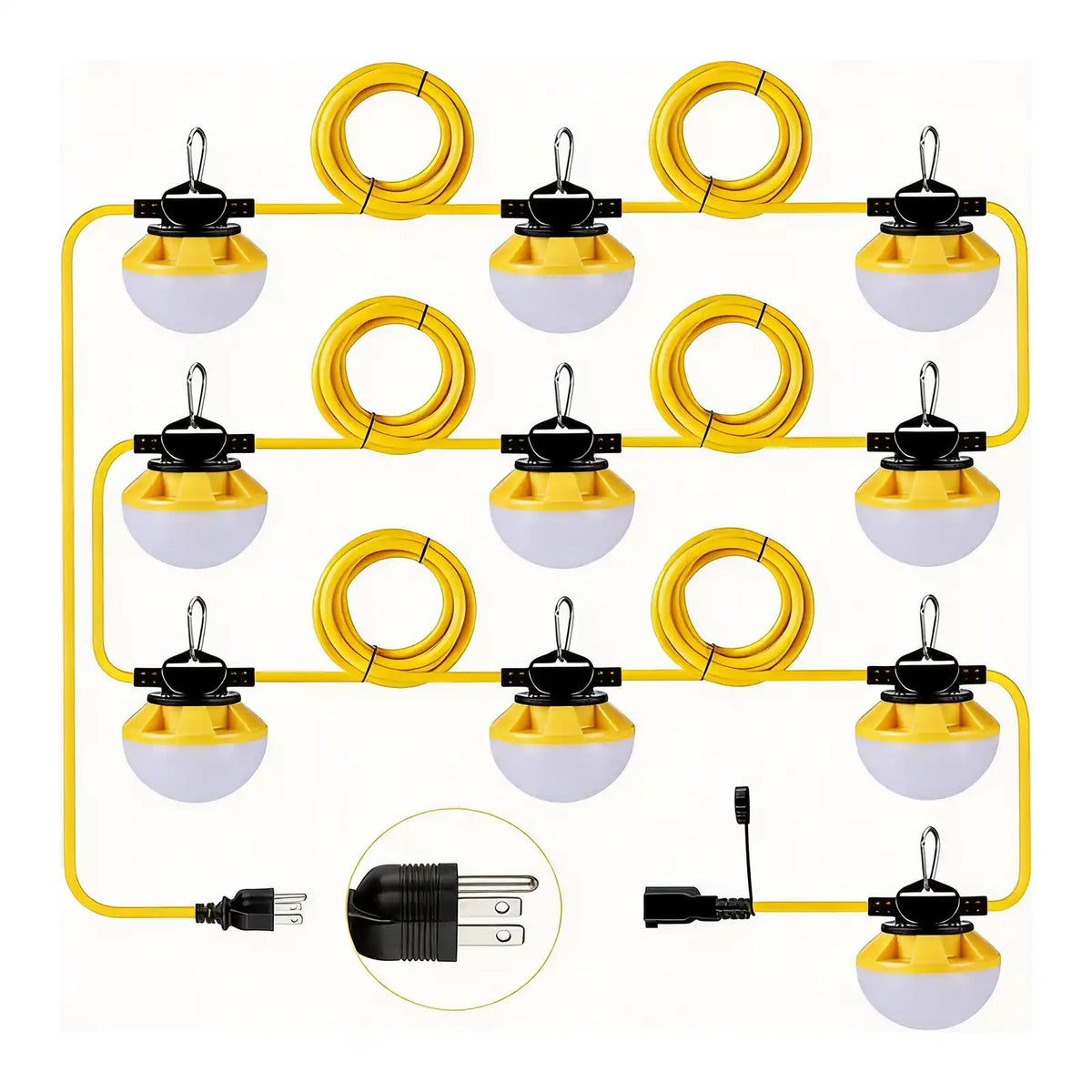 YXL-LIGHTING LED Construction String Lights 50FT/100FT, 50W/100W Round Series