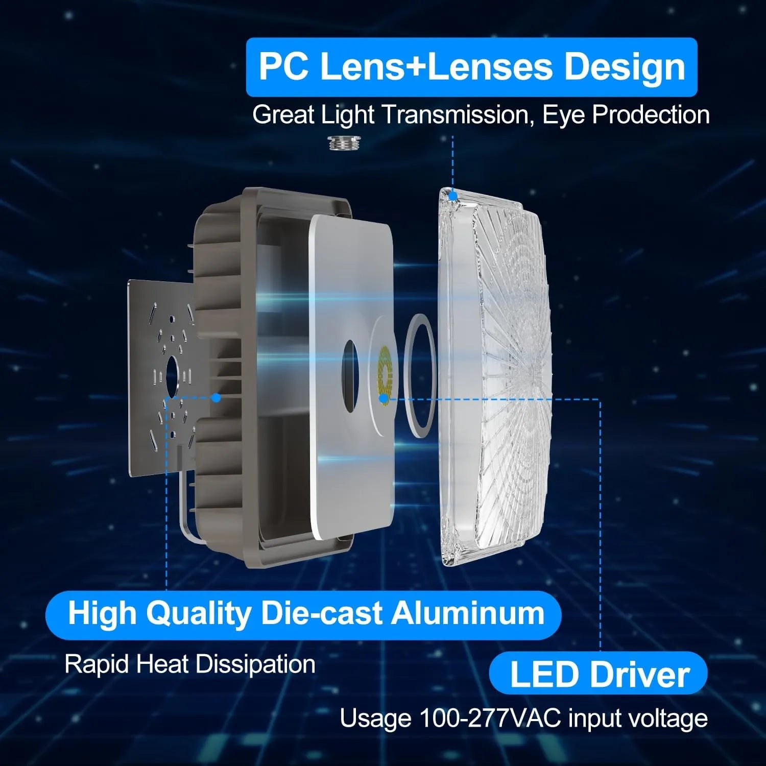 120W LED Canopy Light, 6000LM LED Canopy Lights Outdoor, IP65 Waterproof Canopy Light for Gas Station Industrial Lighting Garage Barn Shop Carport Warehouse Building Entrance UL Listed