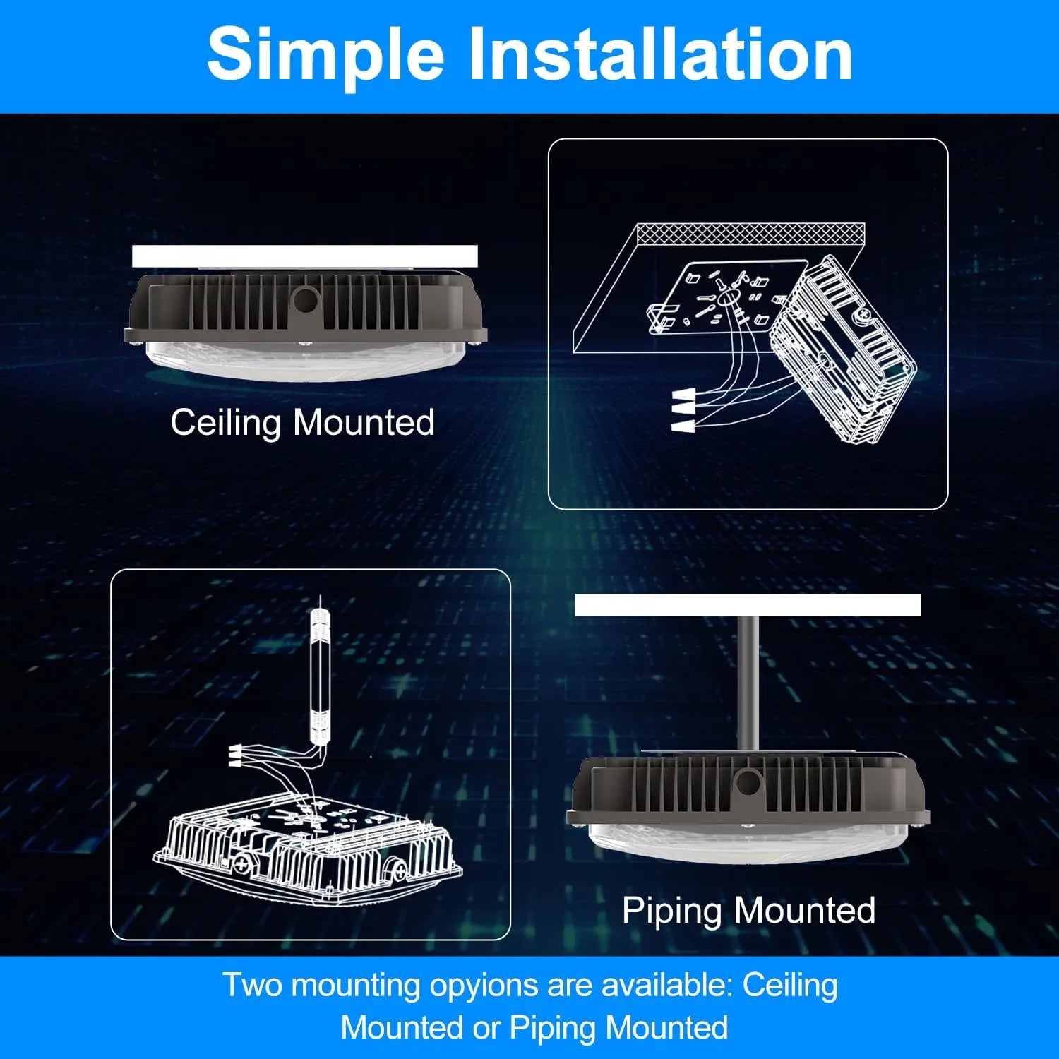 120W LED Canopy Light, 6000LM LED Canopy Lights Outdoor, IP65 Waterproof Canopy Light for Gas Station Industrial Lighting Garage Barn Shop Carport Warehouse Building Entrance UL Listed
