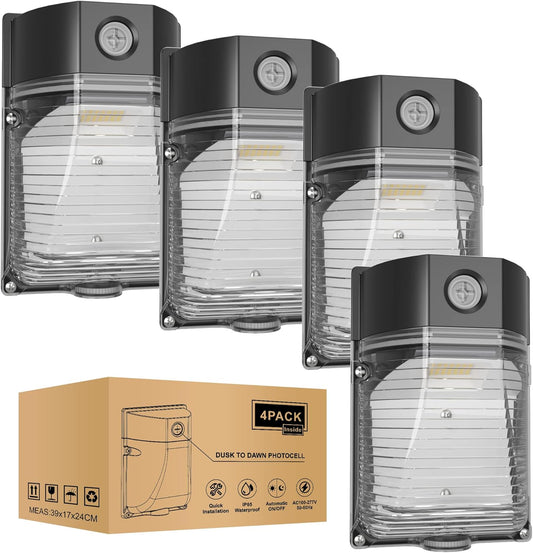 YXL Electronic 4PACK 30W 3600LM LED Wall Pack Lights with Dusk to Dawn Photocell