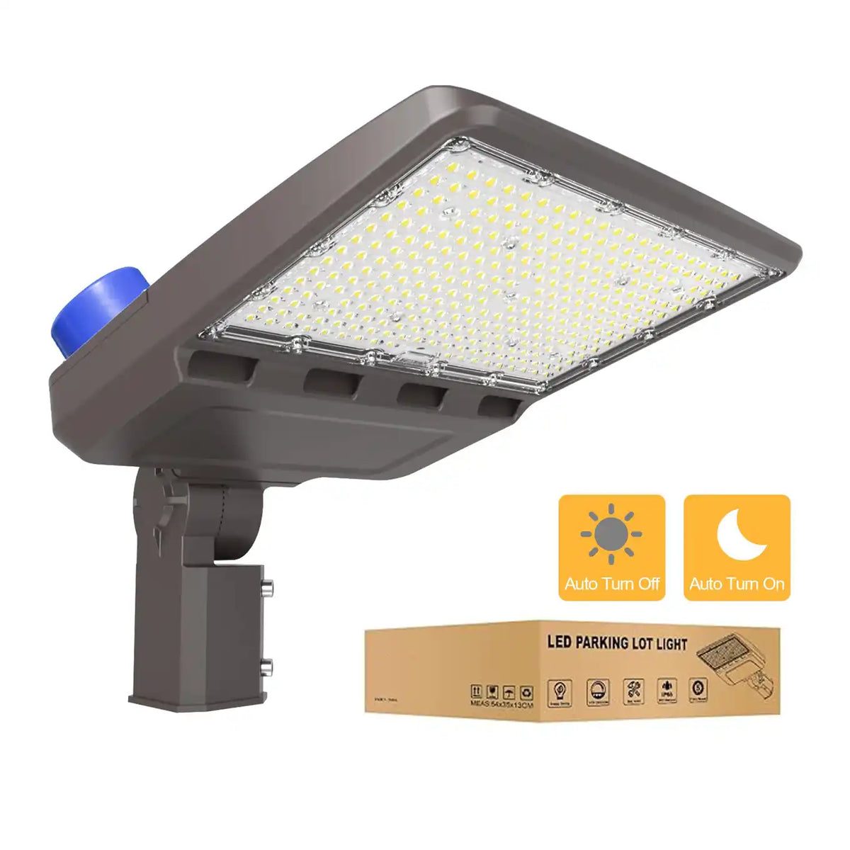 YXL LIGHTING Parking Lot Light - Plus Series, Arm Mount, AC 100-277V, 5000K, Dusk to Dawn